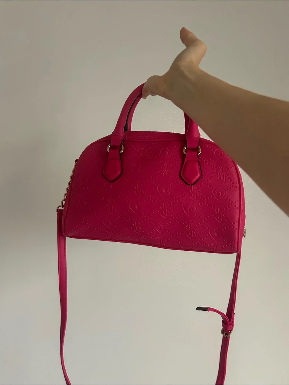 Juicy Couture Bright Pink Embossed Dome Crossbody Satchel